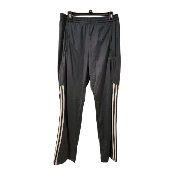 ClimaLite Adidas Mens Sz Med Athletic Pants Dark Green/White Stripe Green Logo - Picture 1 of 11